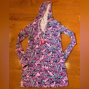 Lilly Pulitzer Rylie UPF 50+ Hooded Cover-Up Dress “Lobstah Roll” Women’s Small